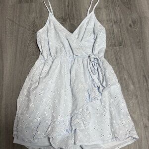 Light Blue Floral Dress with Spaghetti Straps